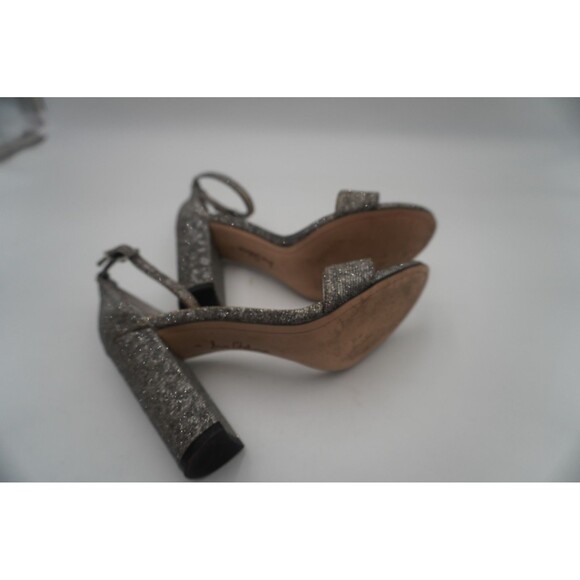 Sam Edelman Women's Yaro Silver Metallic Ankle Strap Open Toe Block Heels Sz 8 M - Picture 8 of 9